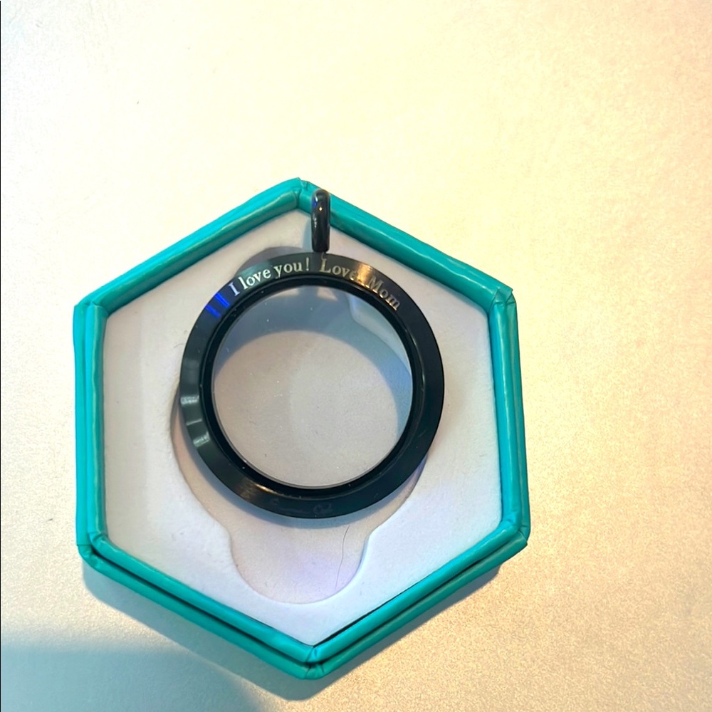 Origami Owl large black base locket nwt for daughter son Love mom inscribed